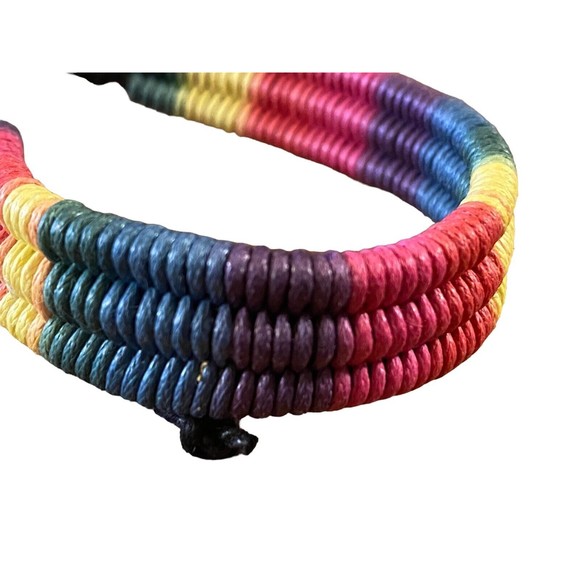 3 Rainbow Bracelets 2 Pull Strings 1 with Butterfly 1 Leather Snap PRIDE WEAR - Picture 3 of 6